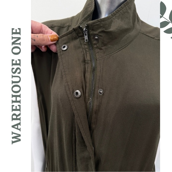 🛍️3/$40 Warehouse One Sleeveless Utility Vest Khaki Green Zip Snap Front  XXXL - Picture 5 of 7